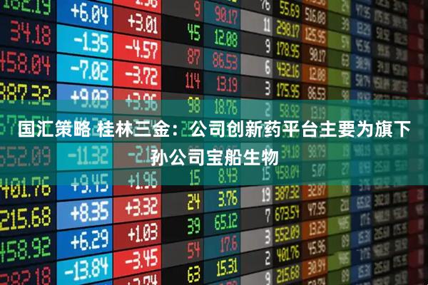 国汇策略 桂林三金：公司创新药平台主要为旗下孙公司宝船生物